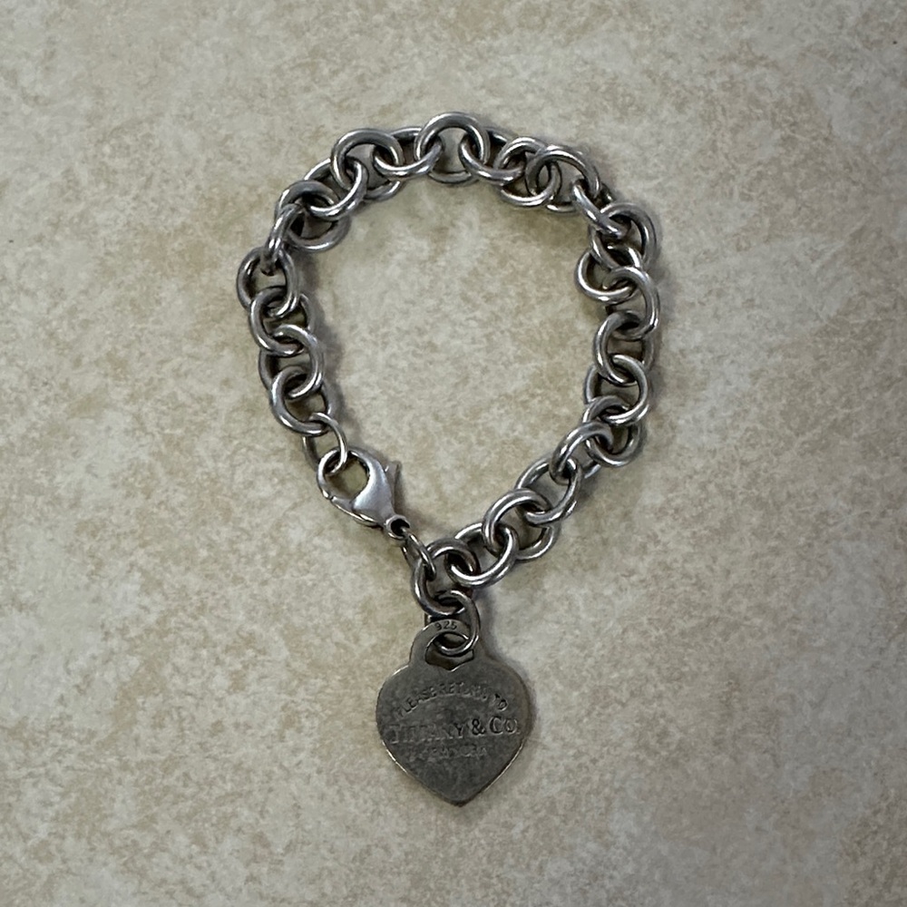 Authentic Tiffany & Co. Silver Heart Charm Bracelet